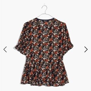 Madewell Silk Studio Ruffle Hem Top in Prairie Blossoms Size Extra Small